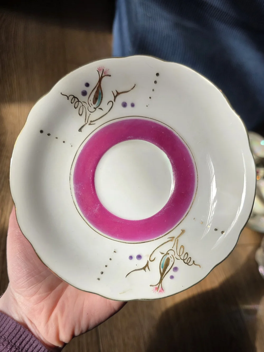 NASCO Pink Lusterware Porcelin Teacup And Saucer Set